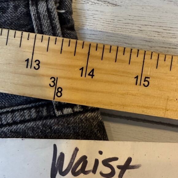 VTG Abercrombie Fitch Y2K size 27 black denim jean embroidered mini micro skirt - Picture 3 of 10